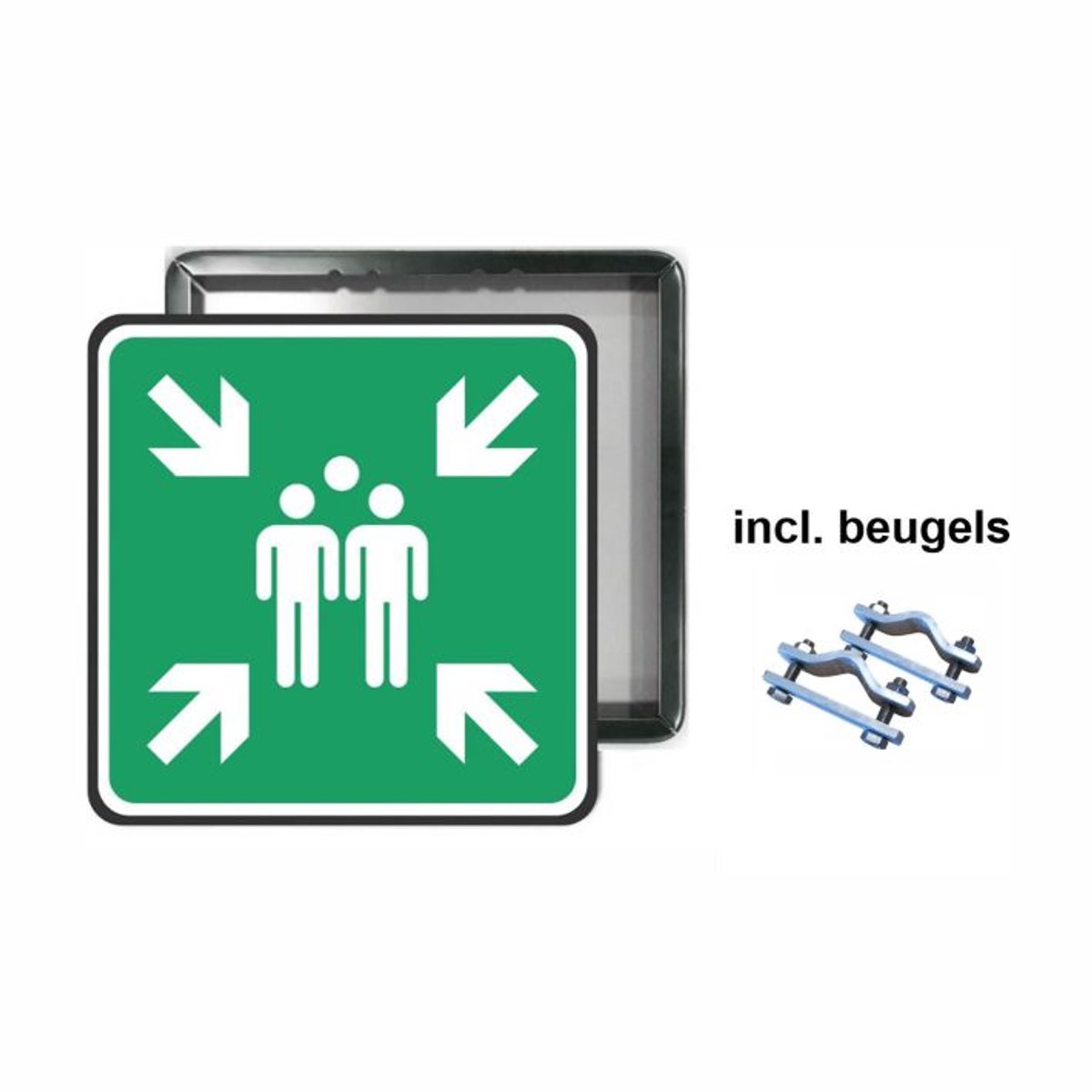 Bord Verzamelplaats 40 x 40 cm incl. spijlhek beugels ZWART