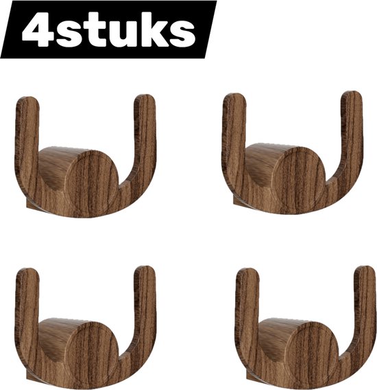 Étagère à chaussures 4 pièces - Geen besoin de percer - Convient pour salle de bain - Étagère murale multifonctionnelle pour chaussures - Marron