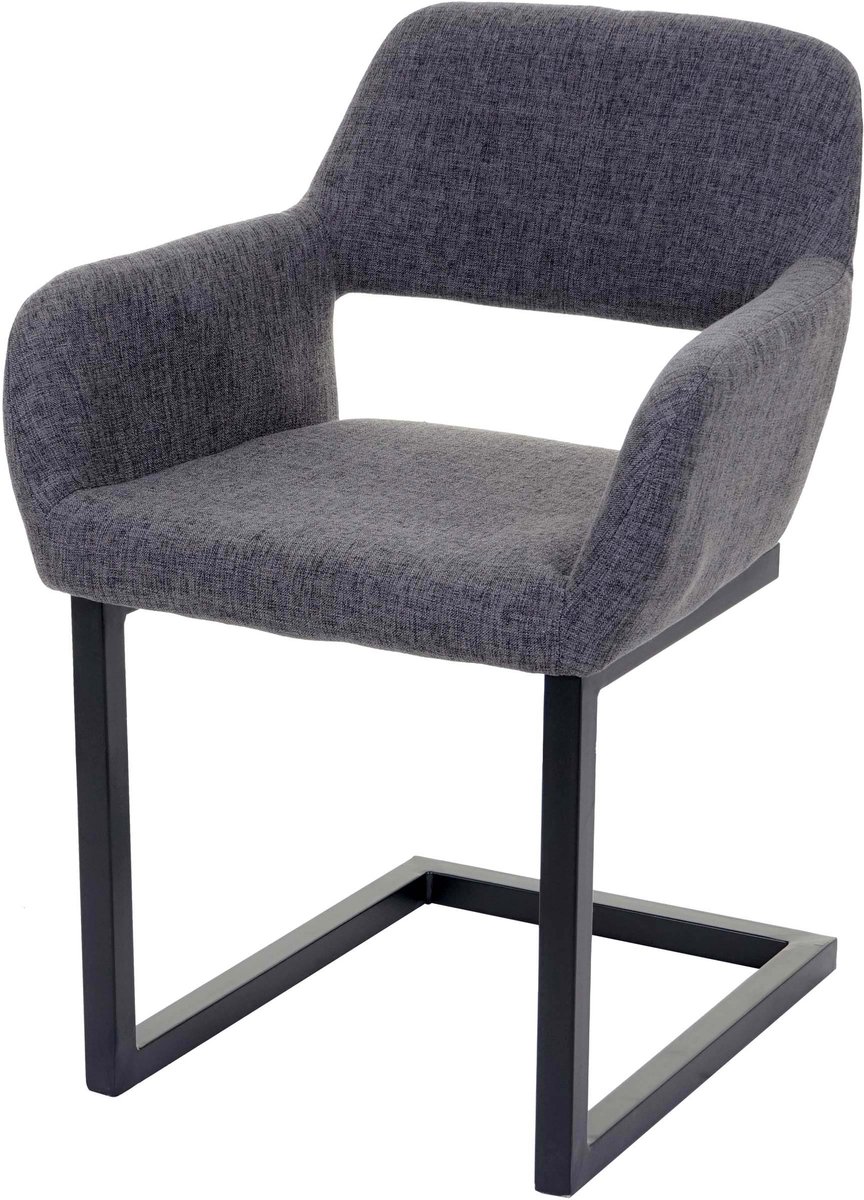 MCW Set van 6 eetkamerstoelen MCW-A50 II, sledestoel keukenstoel retro jaren 50 design ~ stof, grijs