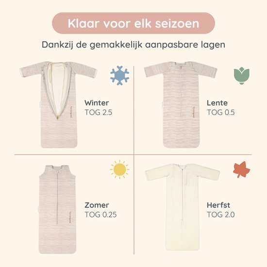 Puckababy Bag 4 Seasons slaapzak baby (6m-2.5j) - Hazel Stripes - TOG 0.25-2.0 - 4 seizoenen van Puckababy — afbeelding 5