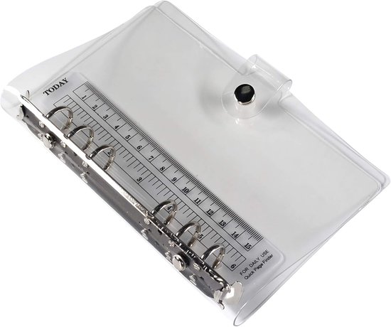 Classeur A5 à 6 Ring , couverture Clean en PVC souple pour carnet rechargeable , avec fermeture à pression et 1 règle
