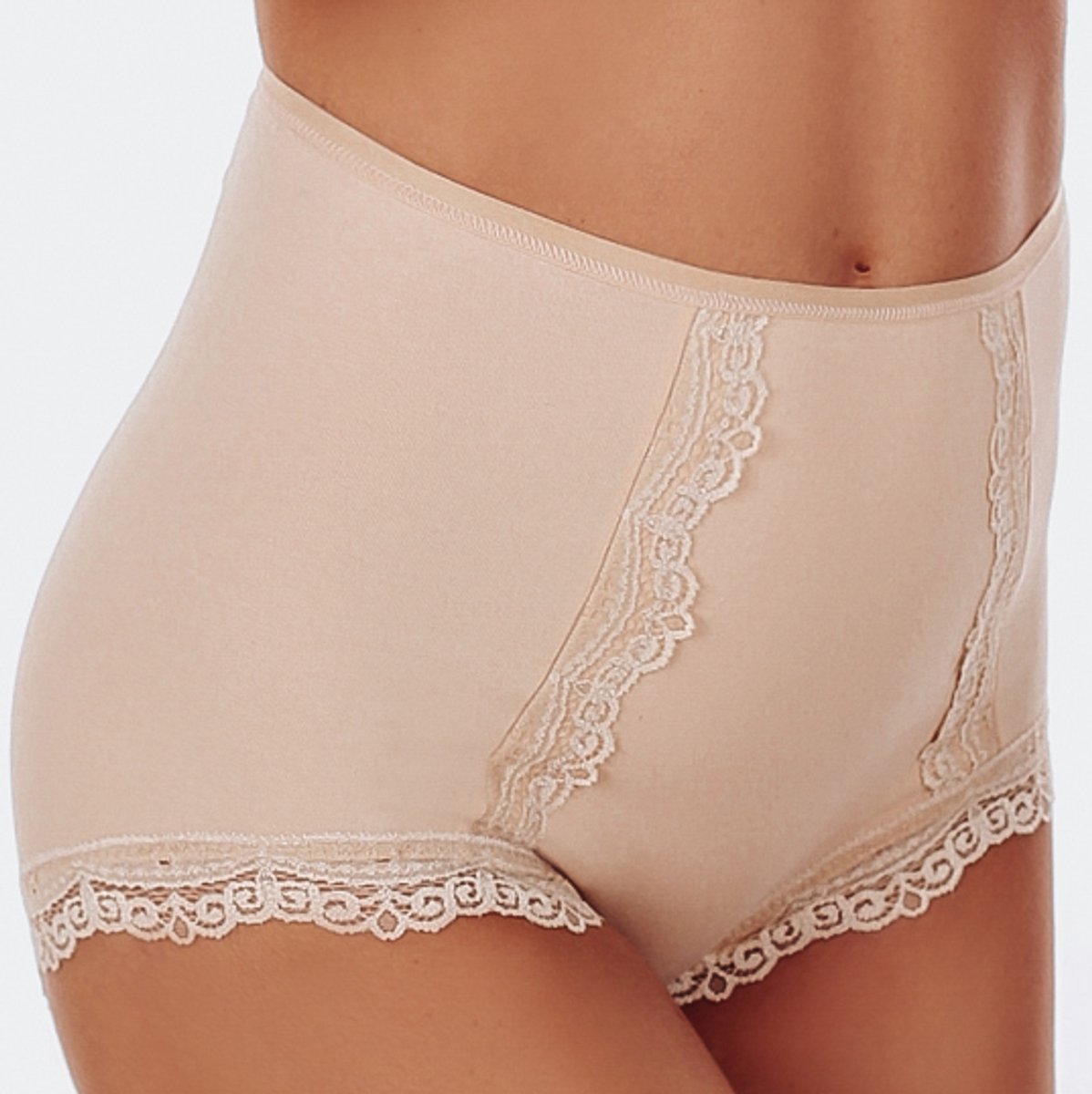FUNNY DAY Dames Slip CHRISTINE - Beige - Maat S - Hoge taille met kant