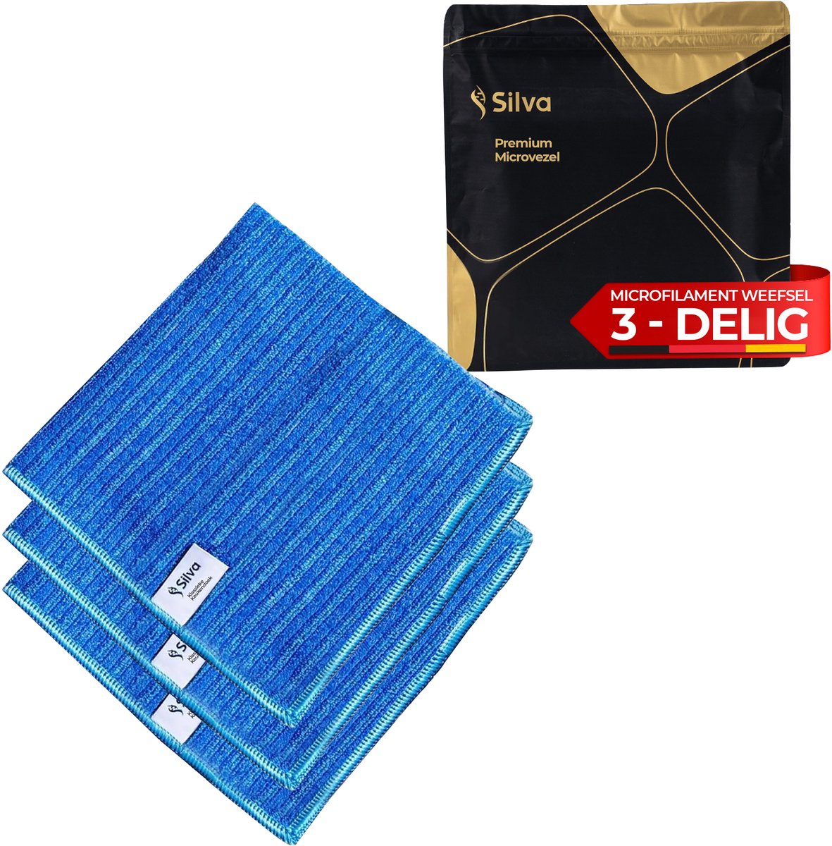 Silva Microvezel Keukendoek - Vaatdoek - Theedoek – 3 Stuks - 40x40cm