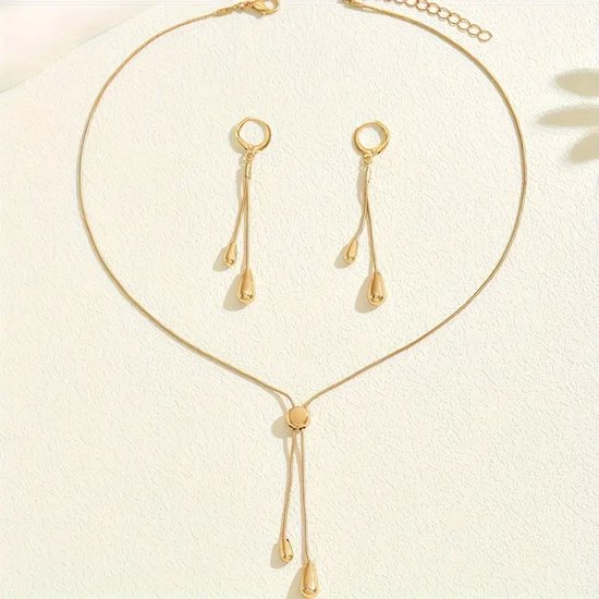 Collier doré avec pendentifs en forme de goutte - collier pour femme - chaîne à maillons minimaliste avec pendentif fantaisie