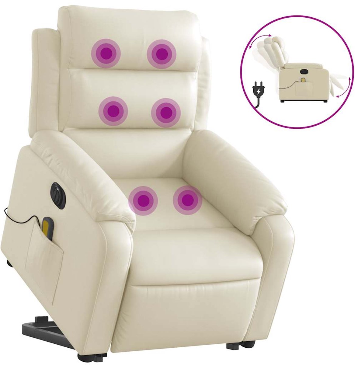 vidaXL Sta-op-massagestoel - elektrisch - kunstleer - crèmekleurig