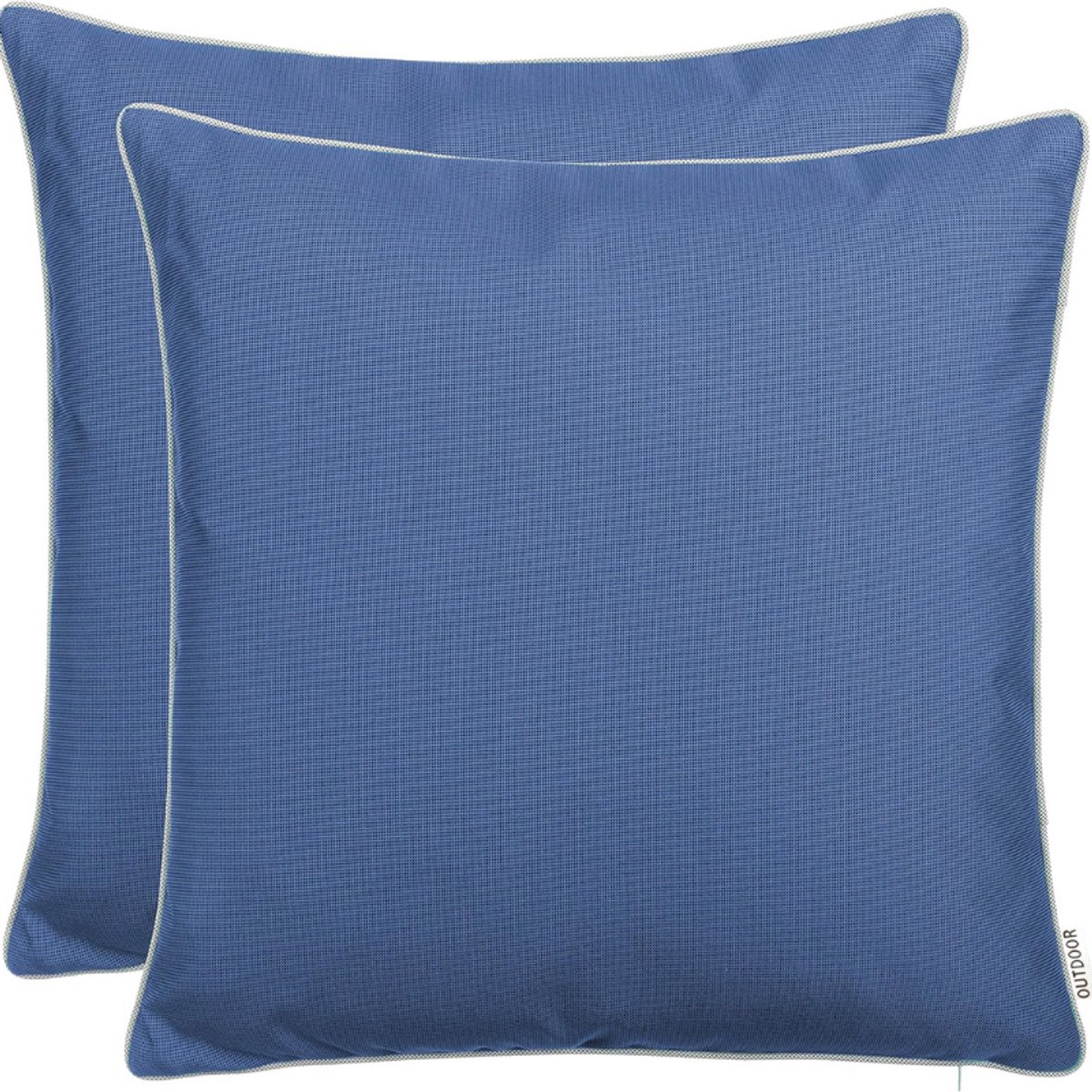 BOG Tuin Kussens Set Van 2 45x45 Cm - Blauwe Waterafstotende Sierkussens Met Paspelrand En Rits - Vuilafstotende Buiten Kussenhoezen Voor Tuin En Balkon