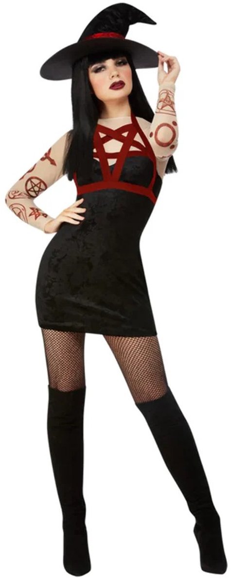 SMIFFYS - Sexy zwarte satanische heks vermomming - XS