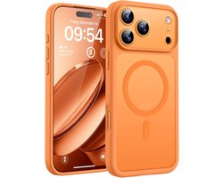 Geschikt voor Apple iPhone 17 Pro Max - Millitaire - Anti-vingerafdruk - Geschikt voor Mag - Volledige Camerabescherming - Schokbestendig - Dun - Matte Back Cover Hoesje - Oranje