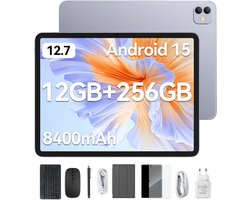 Blackview LINK 8 Tablet - Octa Core G100 Tablet - 12.7 Inch - 36 GB RAM + 256 GB ROM - Android 15 Tablet - Met Toetsenbord(QWERTY), Beschermhoes, Muis, Stylus - 8400 mAh - 90 Hz 2K FHD Scherm - Widevine L1 - 5G WiFi - Gezichtsherkenning - Paars