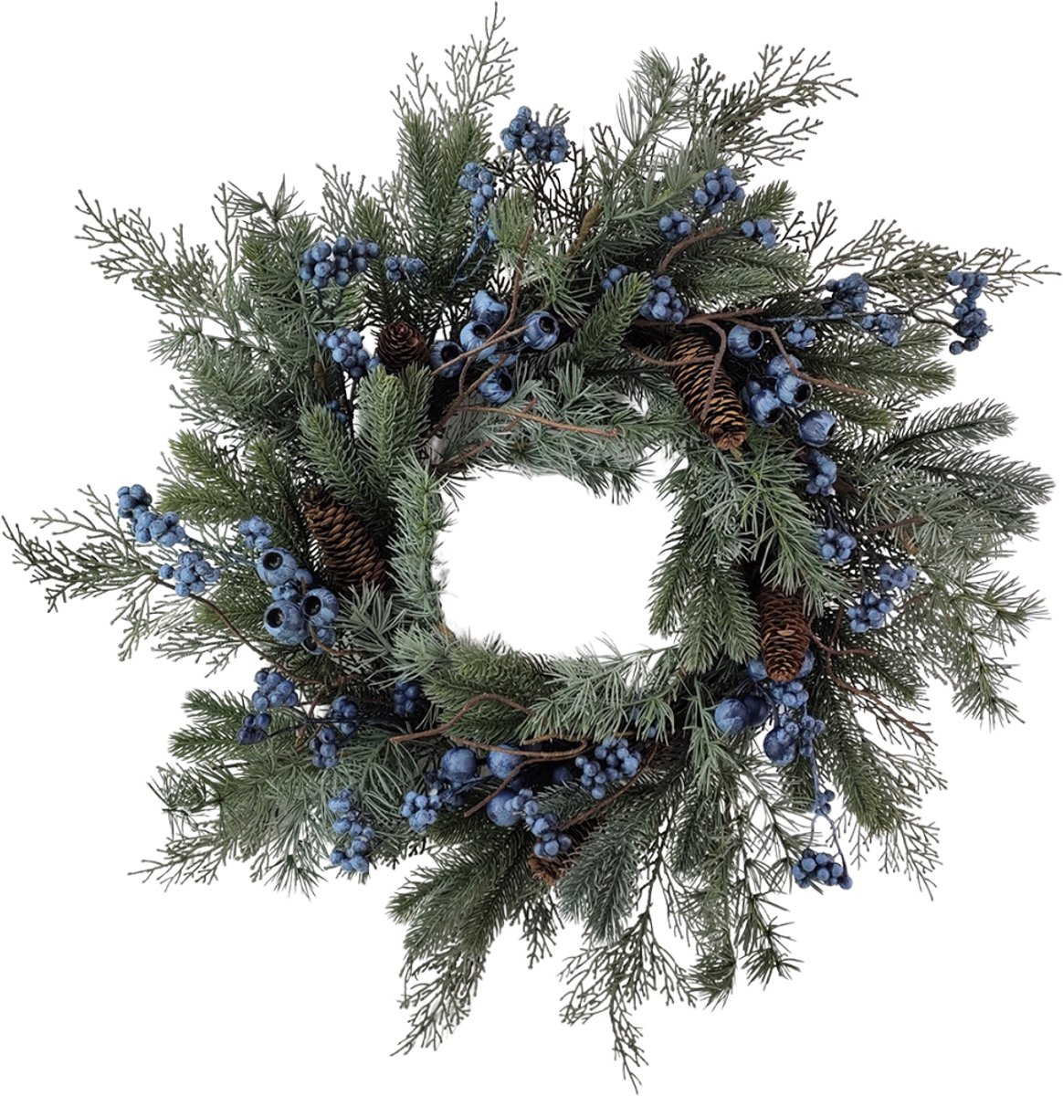 by Mooss - Krans - Kerst - Kerstkrans - Blauwe Bes - Dennenappel - Ã˜ 60 cm - Kunst