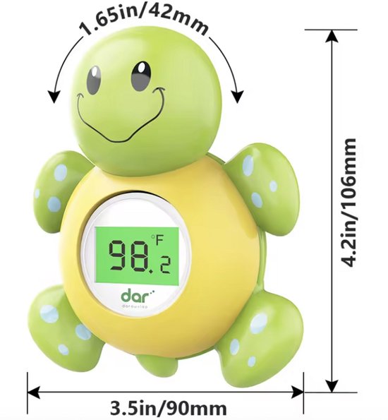 Baby Bad Thermometer Editie: Schilpad - Digitaal + LED Display - Veilige Badtemperatuur & Drijvend Speelgoed - Instelbaar °C/°F - speelgoed voor Baby’s & Peuters van Alecto — afbeelding 5