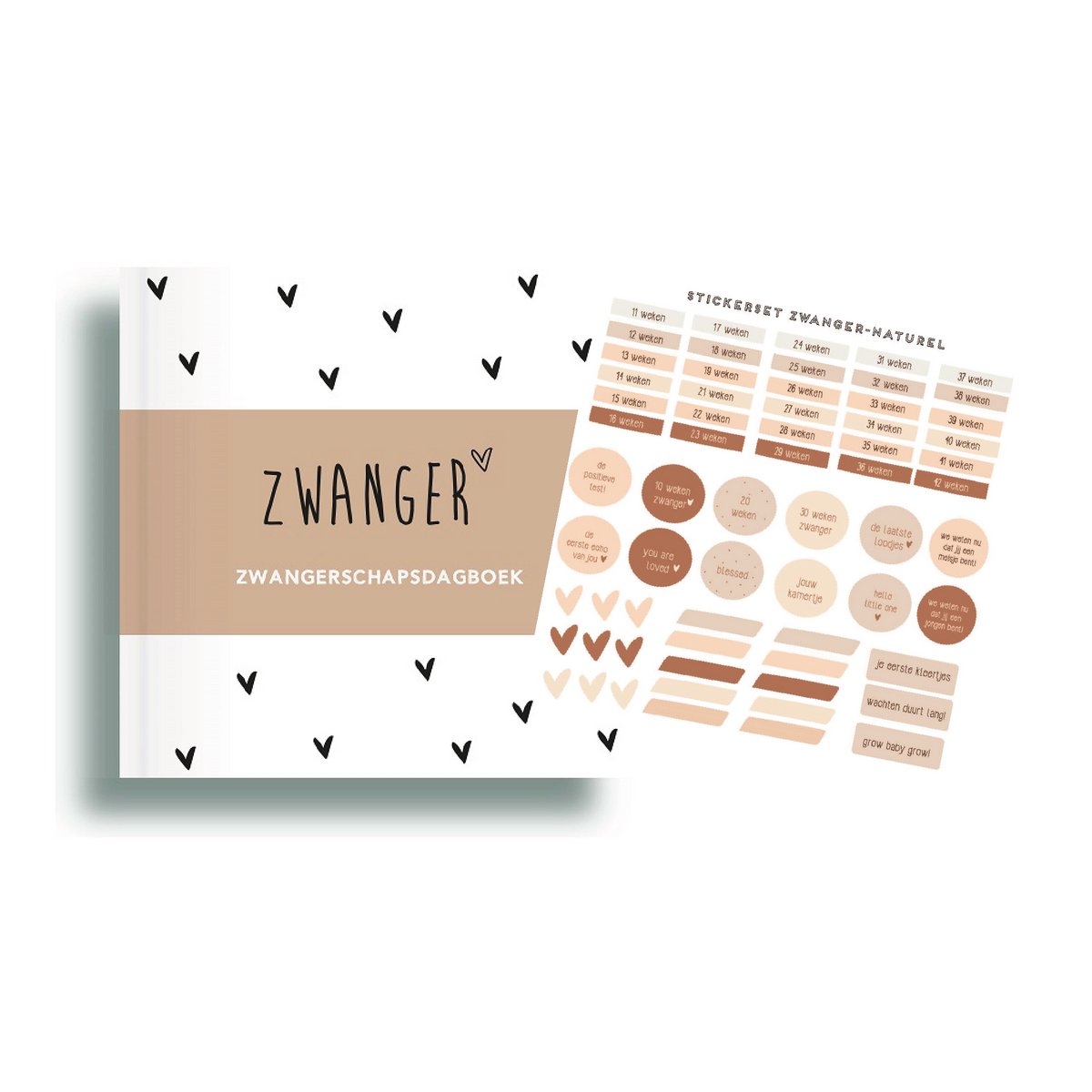 Zwangerschapsdagboek met stickers - invulboek zwangerschap - dagboek zwangerschap - zwangerschapsboek - 9 maanden boek - Zebrapaardje