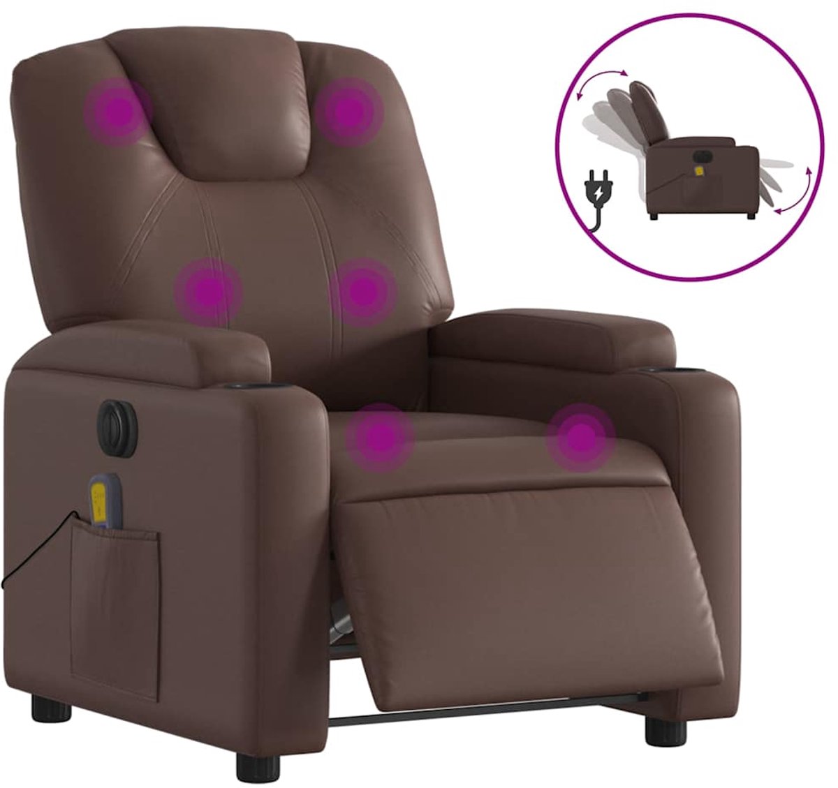vidaXL Massagestoel - verstelbaar - elektrisch - kunstleer - bruin
