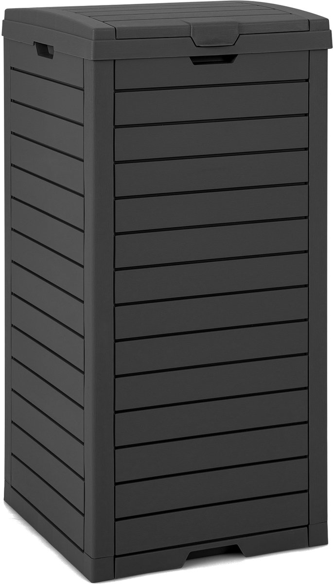 COSTWAY Vuilnisbak met deksel, 118 l, afvalbak voor de tuin, met uittrekbare vloeistofschaal en handgreep, waterdichte afvalcontainer voor buiten, voor veranda, achtertuin, terras, 1 stuks zwart