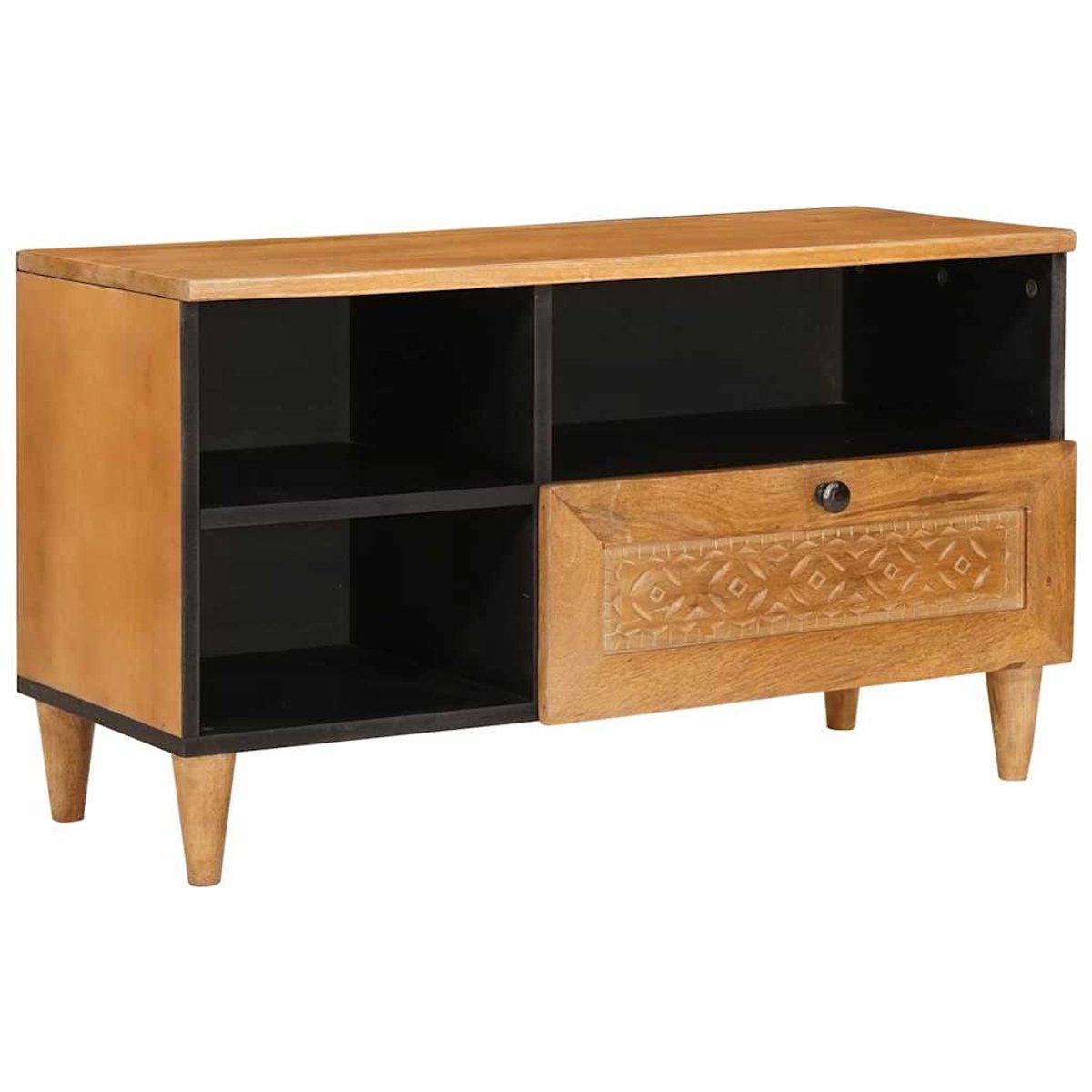 vidaXL - TV - Eenheden - met - lade - Lichtbruin - 80 - x - 33 - x - 46 - cm - Bewerkt - hout