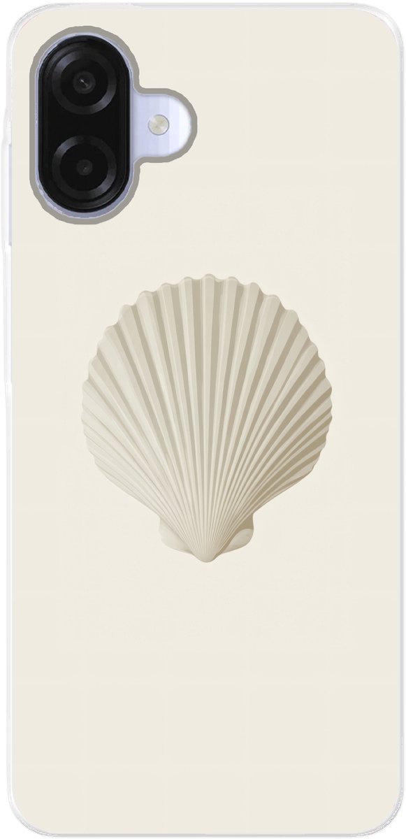 Telefoonhoesje Geschikt voor Samsung Galaxy A07 hoesje - Schelp - Minimalistisch - Wit - Siliconen Telefoonhoesje Telefoonhoesje