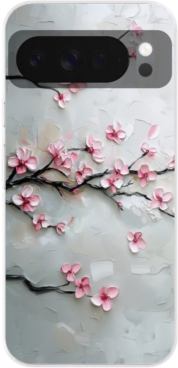 Telefoonhoesje Geschikt voor Google Pixel 10 hoesje - Bloesem - Kunstzinnig - Roze - Sakura - Siliconen Telefoonhoesje Telefoonhoesje