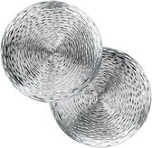 Home & Styling Kaarsen bord - 6x - diner onderborden - zilver - Dia 33 cm - Kaarsenbord golf motief - Kunststof - Rond - Kerst - Gedekte tafel