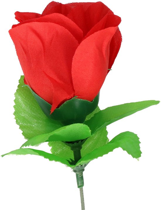 Rode roos kunstbloem - 28 cm - Valentijn kunstrozen - Kunstbloemen - boeketten - rozen rood - namaak bloem