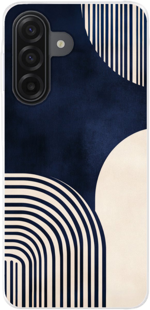 Telefoonhoesje Geschikt voor Samsung Galaxy A17 hoesje - Donkerblauw - Abstract - Lijnen - Siliconen Telefoonhoesje Telefoonhoesje