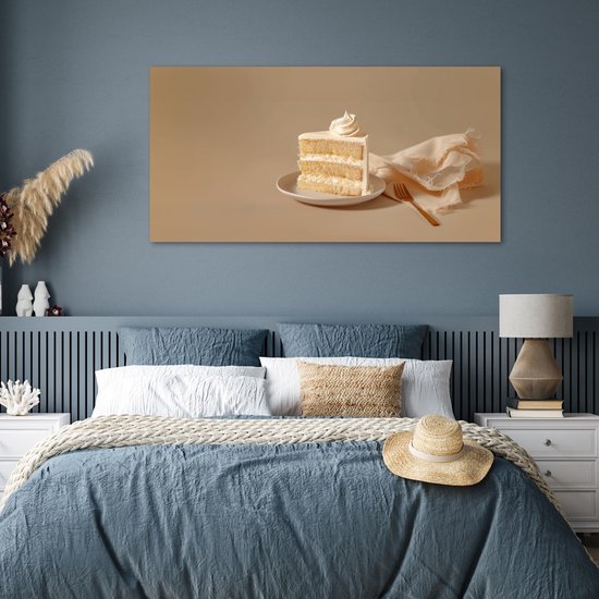 Poster 150x75 cm - Vanilletaart - Cake - Romig - Posters - Wanddecoratie keuken - Muurdecoratie woonkamer - Decoratieve accessoires - Kamer muur decoratie