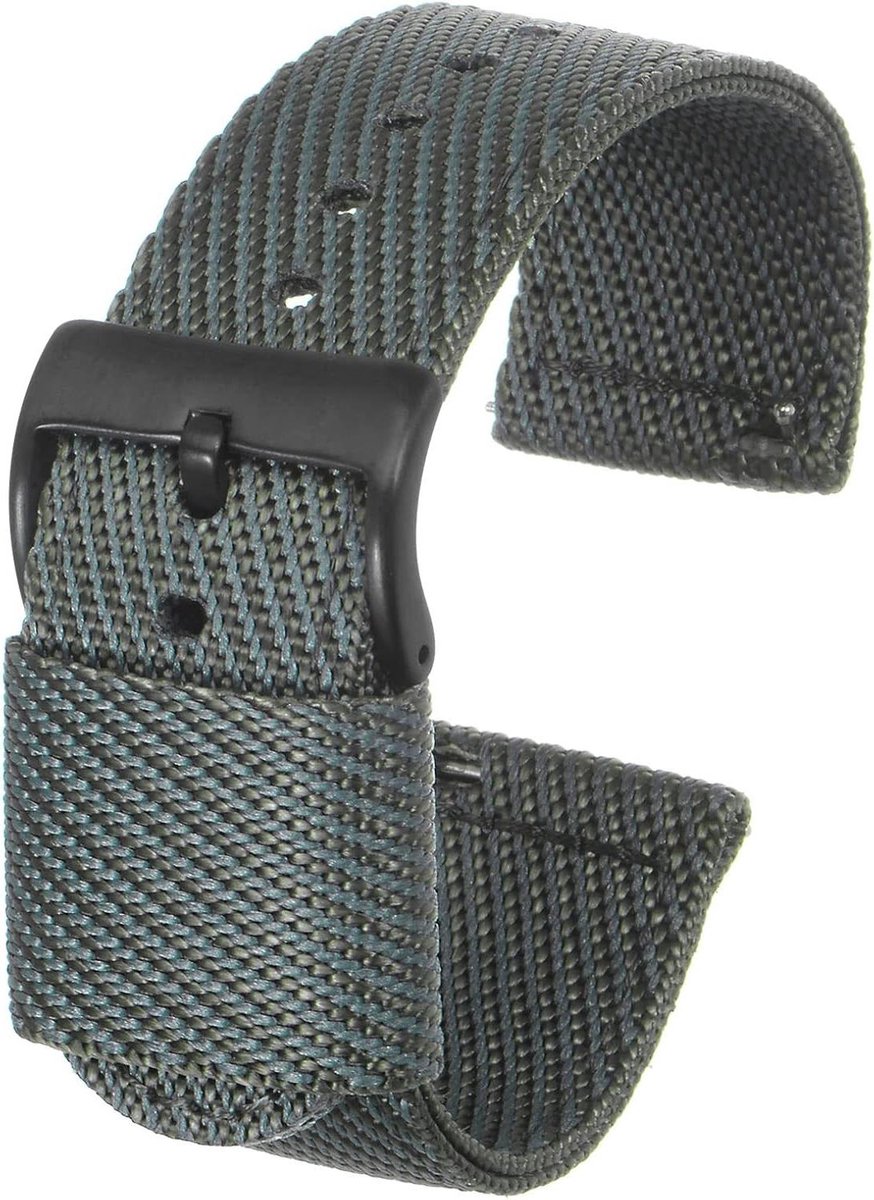 Grijze nylon horlogeband 24 mm - Premium nylon band voor heren - Comfortabele zeildoekarmband - Duurzame vervanging