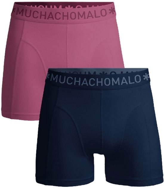 Twee Muchachomalo boxershorts, één in het roze en één in het donkerblauw met logo tailleband.