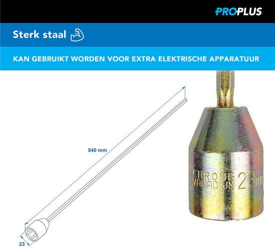 ProPlus Verlengadapter - 540mm/23mm - Voor Hoeksteun - Pootsleutel Accuboor - Caravan - Staal