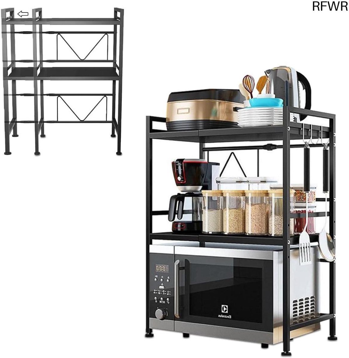 RFWR® Uitschuifbaar Magnetron Rek XL – Keuken Organizer en Aanrecht Organiser
