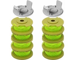 10 stuks vervangende spoel geschikt voor Ryobi duimtrimmer - geschikt voor Ryobi One+AC80RL3/AC14HCA - snoerloze grastrimmer - 8 spoelen + 2 snijkappen, (geel)