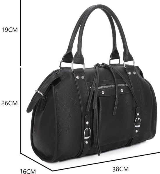 Gallantry® - Sac femme - Sac d'école - Sac de travail - Sac bandoulière - Sac à main - Cabas - Sac week-end - Zwart
