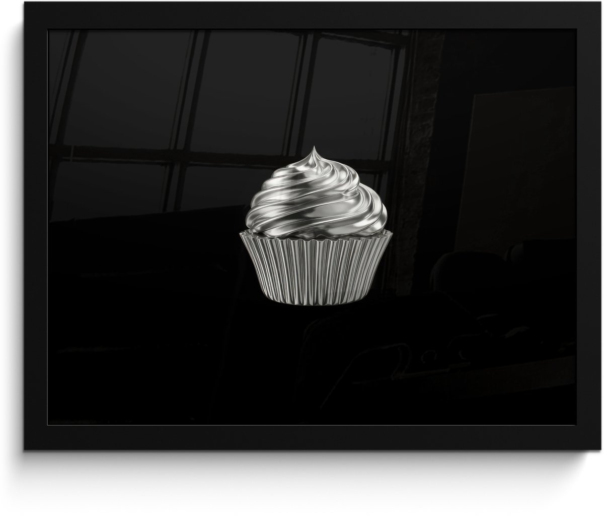 FrameYourWall Poster in lijst - Fotolijst 40x30 cm - Posters - Cupcake - Luxueus - Zilver - Posterlijst zwart - Decoratie - Wanddecoratie woonkamer - Muurdecoratie slaapkamer