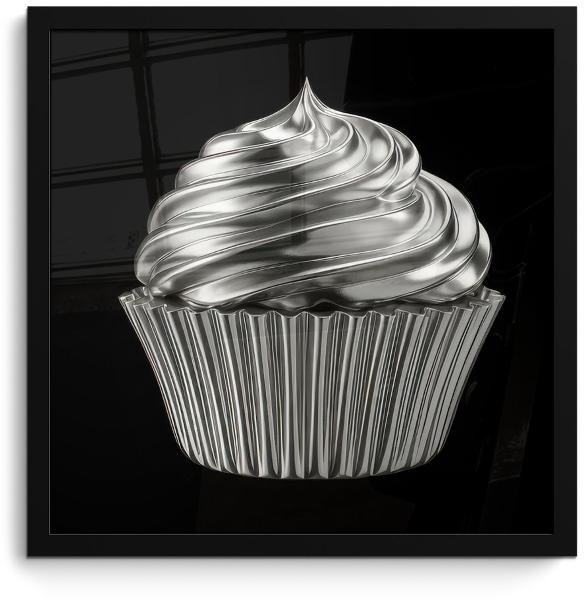 FrameYourWall Poster in lijst - Fotolijst 40x40 cm - Posters - Cupcake - Luxueus - Zilver - Posterlijst zwart - Decoratie - Wanddecoratie woonkamer - Muurdecoratie slaapkamer