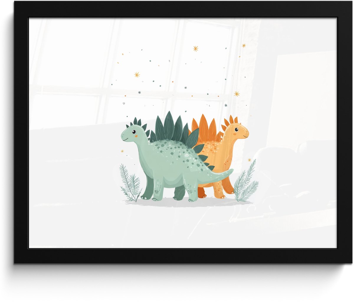 FrameYourWall Poster in lijst - Fotolijst 40x30 cm - Posters - Planten - Sterren - Dinosaurussen - Oranje - Posterlijst zwart - Decoratie - Wanddecoratie woonkamer - Muurdecoratie slaapkamer