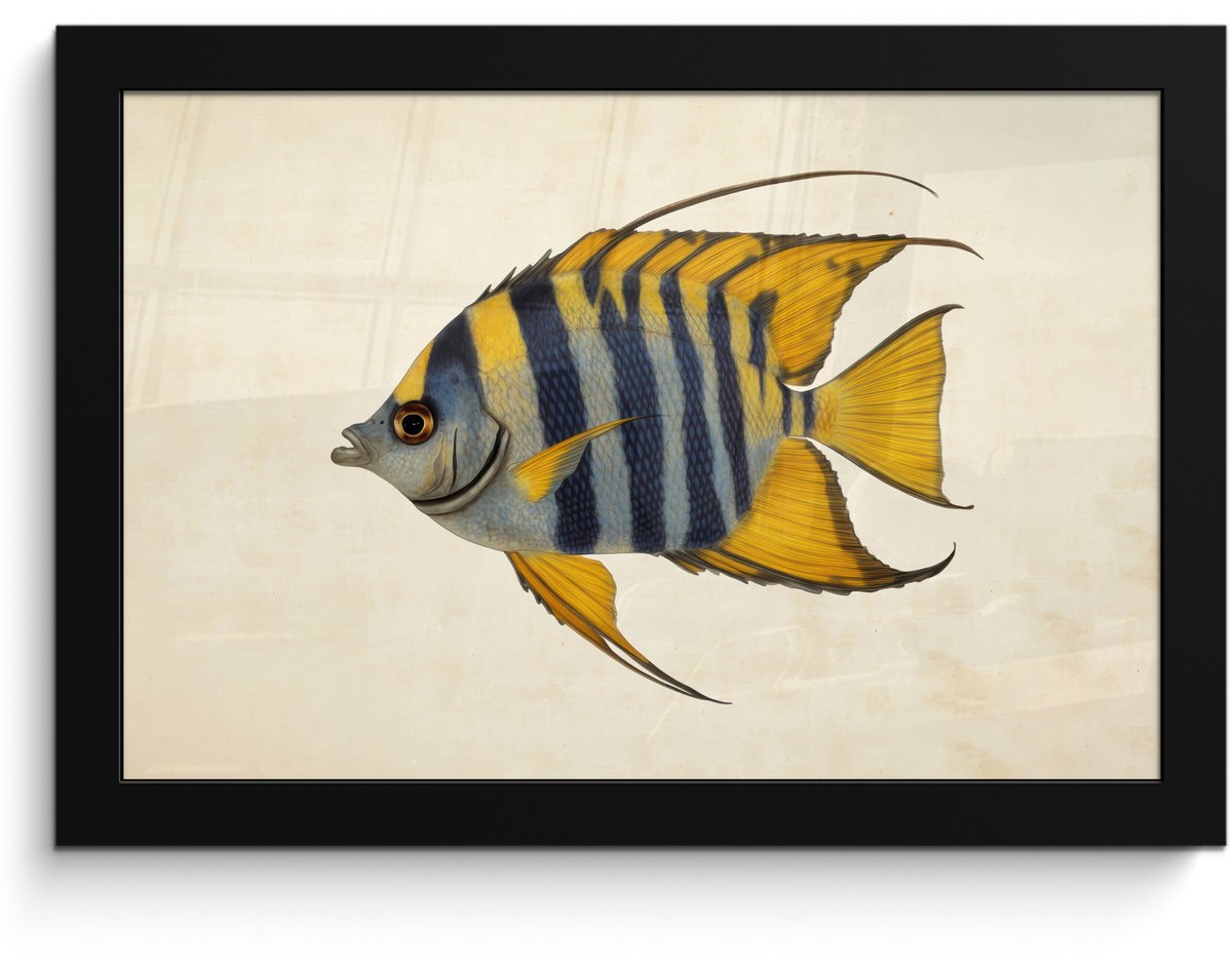 FrameYourWall Poster in lijst - Fotolijst 30x20 cm - Posters - Vis - Sierlijk - Vinnen - Illustratie - Posterlijst zwart - Decoratie - Wanddecoratie woonkamer - Muurdecoratie slaapkamer