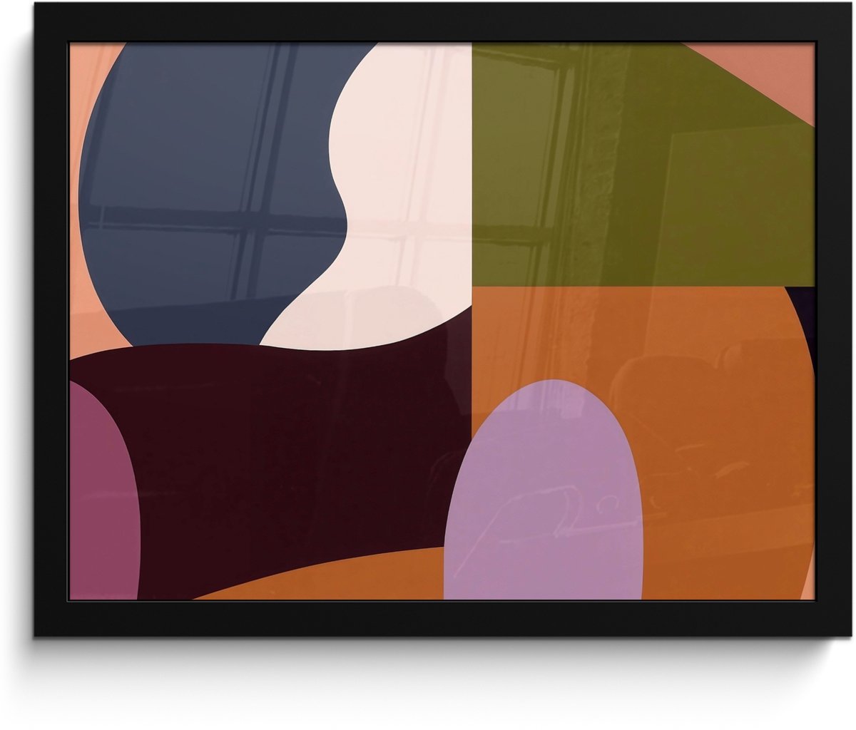FrameYourWall Poster in lijst - Fotolijst 40x30 cm - Posters - Vormen - Abstract - Kleuren - Vierkant - Posterlijst zwart - Decoratie - Wanddecoratie woonkamer - Muurdecoratie slaapkamer