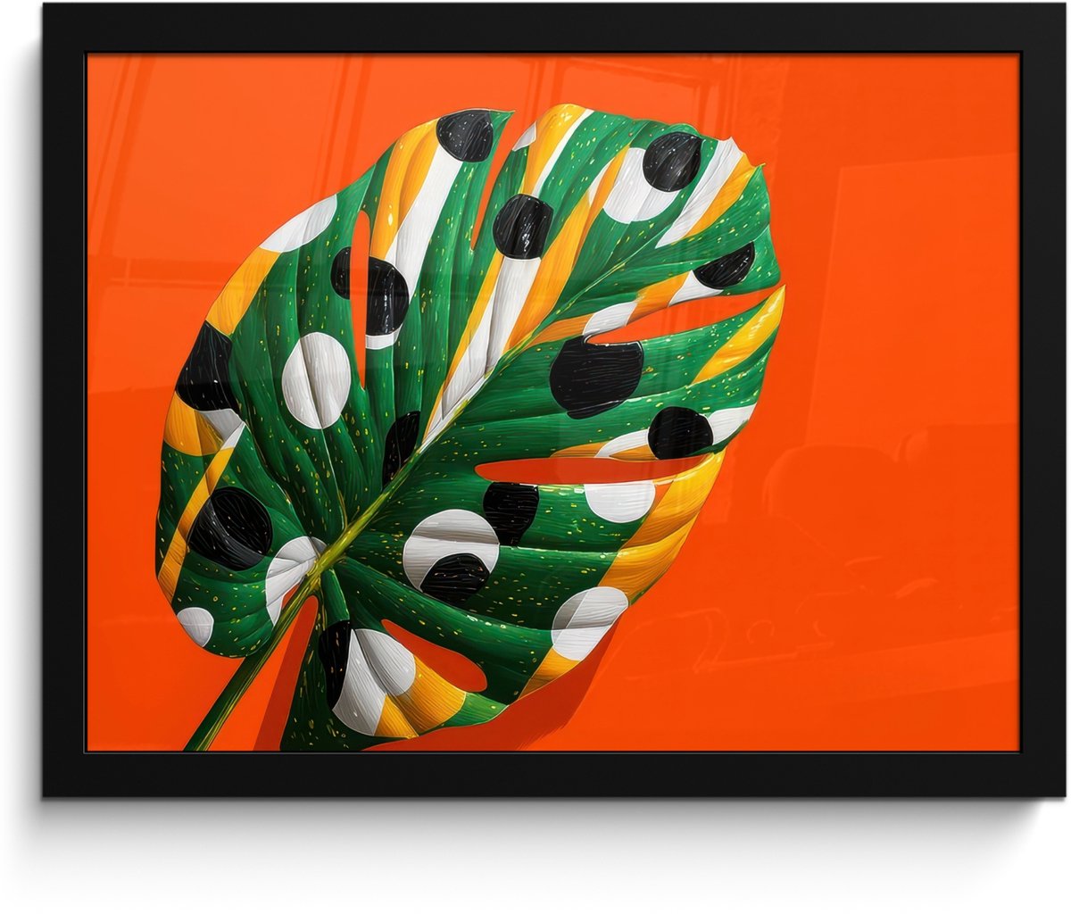FrameYourWall Poster in lijst - Fotolijst 40x30 cm - Posters - 3-2 - Posterlijst zwart - Decoratie - Wanddecoratie woonkamer - Muurdecoratie slaapkamer Blad - Stippen