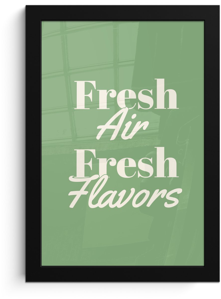 FrameYourWall Poster in lijst - Fotolijst 20x30 cm - Posters - Tekst - Groen - Sierlijk - Letters - Posterlijst zwart - Decoratie - Wanddecoratie woonkamer - Muurdecoratie slaapkamer