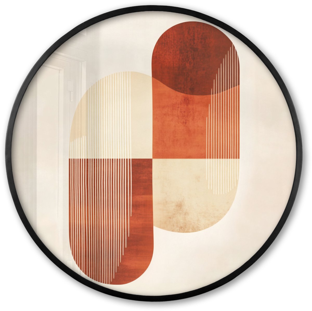 FrameYourWall Poster in lijst Rond - Fotolijst 60x60 cm - Posters - Bogen - Beige - Vormen - Ronde posterlijst zwart - Decoratie - Wanddecoratie woonkamer - Muurdecoratie slaapkamer Vormen – Modern