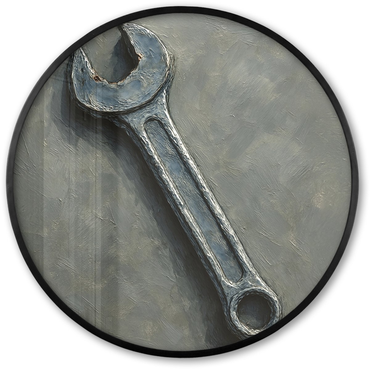 FrameYourWall Poster in lijst Rond - Fotolijst 80x80 cm - Posters - Steeksleutel - Schilderij - Gereedschap - Verf - Ronde posterlijst zwart - Decoratie - Wanddecoratie woonkamer - Muurdecoratie slaapkamer