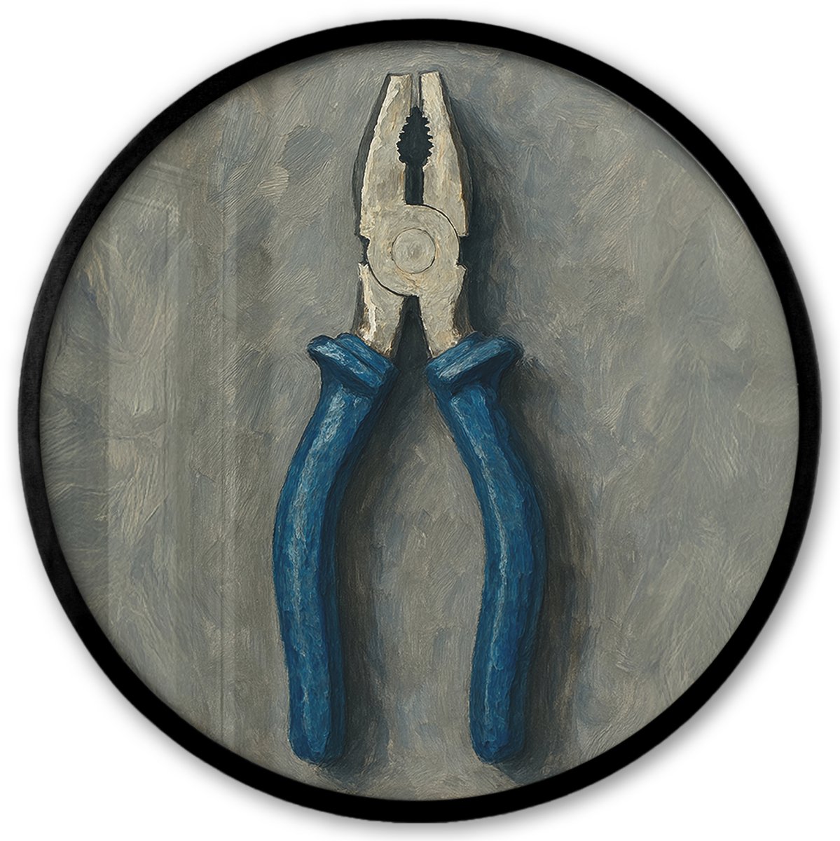 FrameYourWall Poster in lijst Rond - Fotolijst 40x40 cm - Posters - Tang - Schilderij - Textuur - Verf - Ronde posterlijst zwart - Decoratie - Wanddecoratie woonkamer - Muurdecoratie slaapkamer