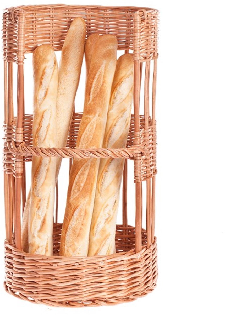 The Wicker Stories – Rieten baguettemand – Rond model 35×60 cm – Voor bakkerij en winkel – Handgemaakt van natuurlijke wilg – Geschikt voor 12–15 baguettes