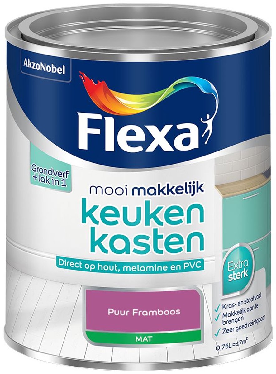 Flexa - Mooi Makkelijk Keukenkasten Mat - Puur Framboos - Mengverf - 0.75 L
