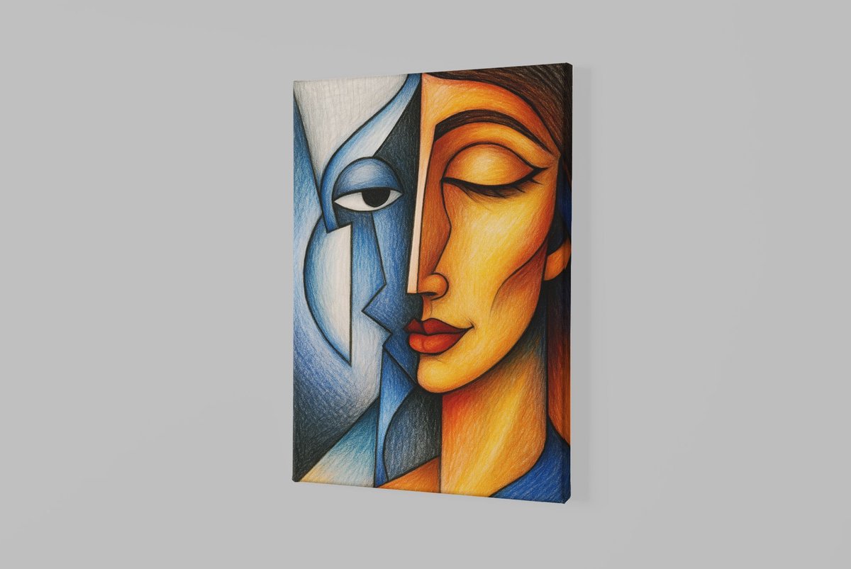 Trendex Global Canvas Schilderij - Vrouwelijke Harmonie - Abstract - Kunst - Wall Art - Wanddecoratie - 60x40x2 cm Bruin