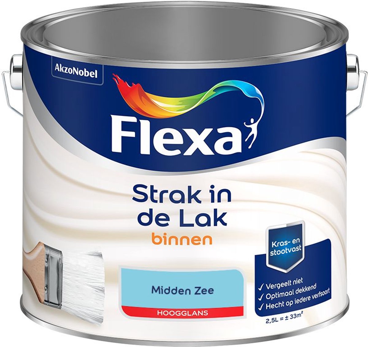 Flexa - Strak in de Lak Binnenlak Hoogglans - Midden Zee - Mengverf - 2.5 L