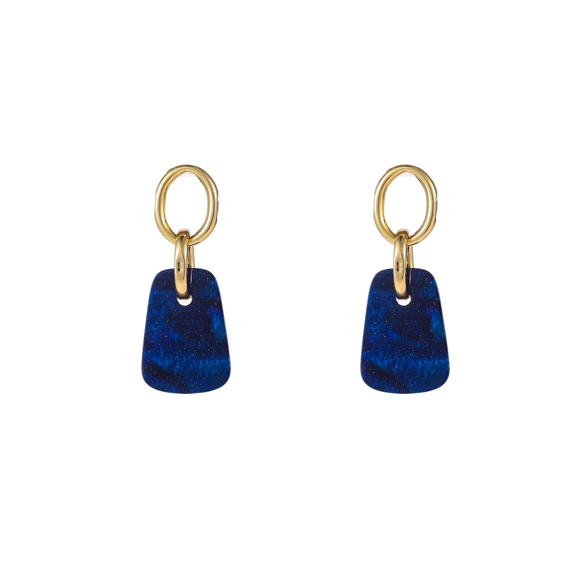 Go Dutch Label Oorknoppen Square Dangle Blauw