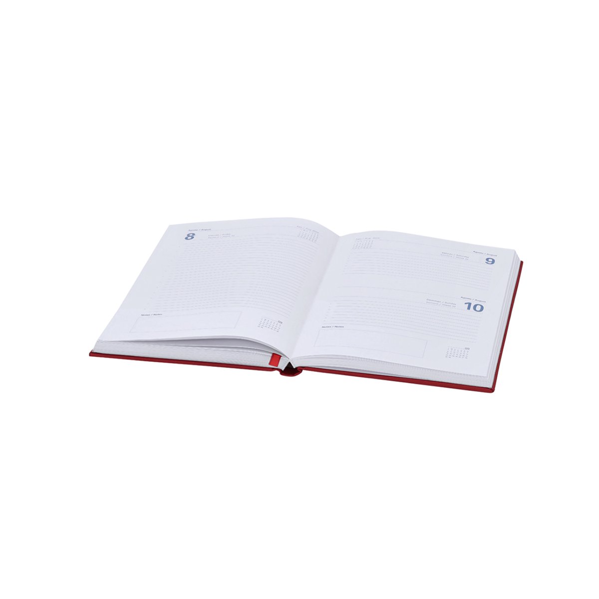 2027 Bureau agenda - Dag agenda Wit - Hardcover gewatteerde PU-cover in laag relief 208 pagina's- A5 - Engels / Spaans model Canek