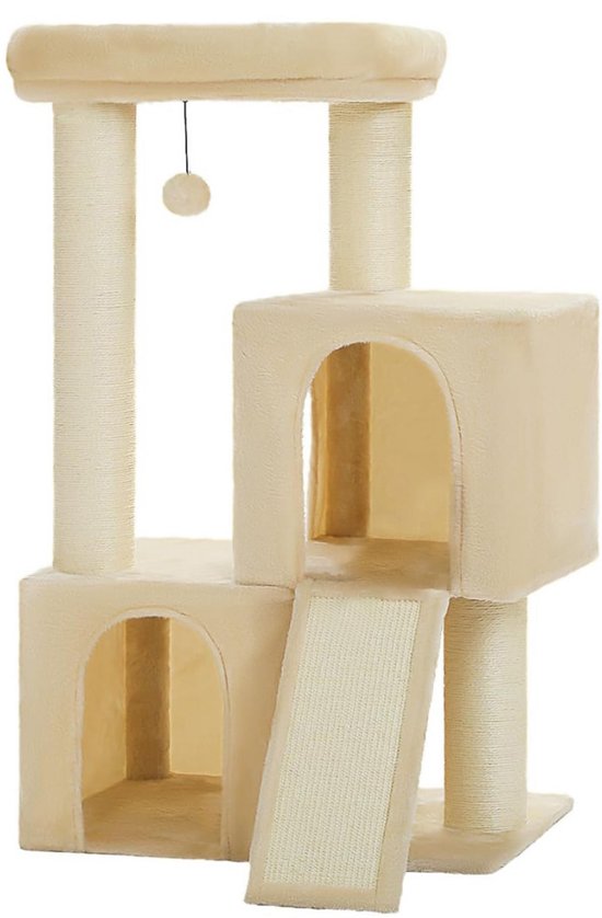 Relaxdays kattenhuis, van stof, met 2 ingangen, opvouwbaar, HxBxD: 71,5 x 62,5 x 44 cm, indoor kattenmeubel, donkergrijs