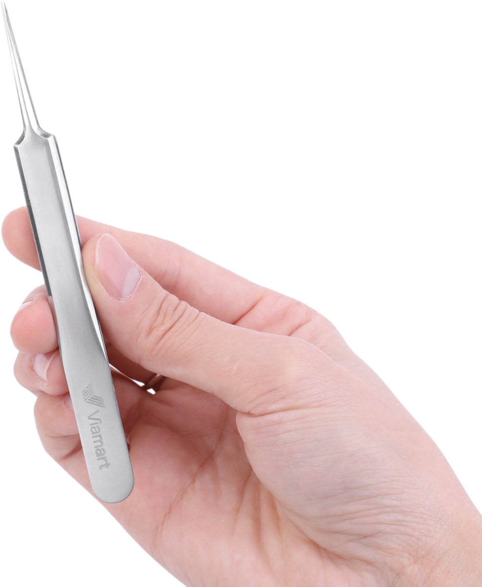 Viamart® Premium Line - Ultrafijn Pincet - Tweezer - RVS - Huidverzorging - Verwijderen van Haartjes en Oneffenheden - 0.1 MM Precisiepincet