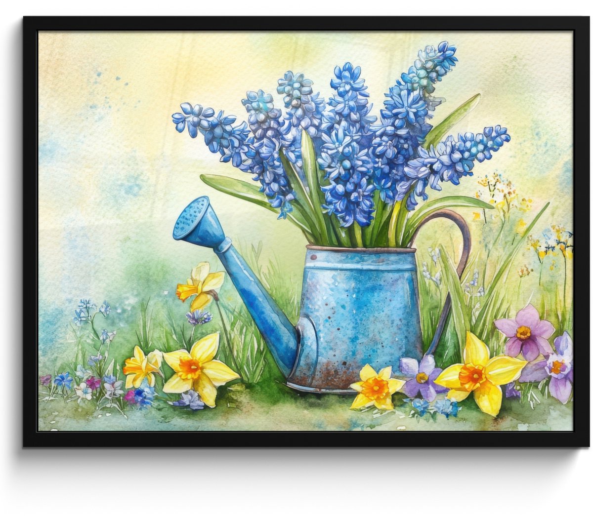 Poster in lijst - Fotolijst 80x60 cm - Posters - Gieter - Lavendel - Bloesems - Posterlijs